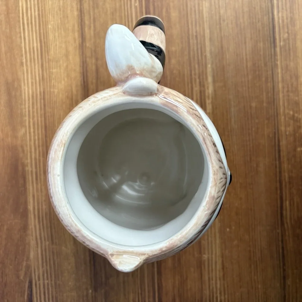 Pier 1 Raccoon Mug Hand Painted Dolomite Autumn Leaves Woodland Coffee Cup Cute